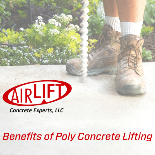 benefits of poly concrete lifting-worker drilling holes in the concrete