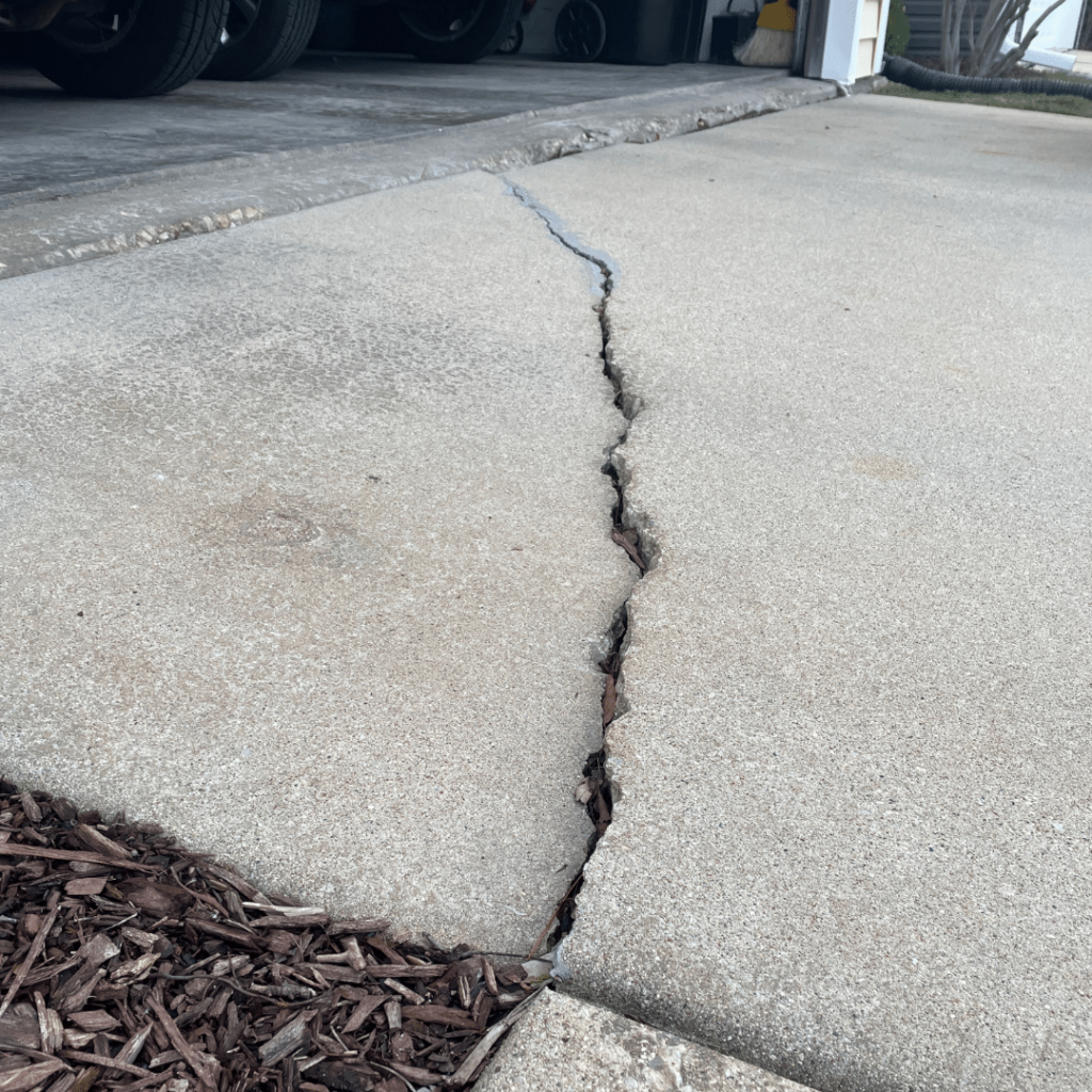 common concrete problems include both cracked and settling concrete.