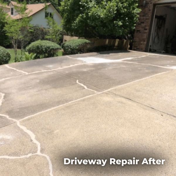This image shows an example of one of our concrete repair projects, a driveway lift after concrete leveling.