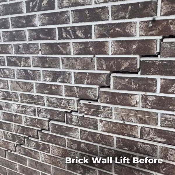 This image shows a brick wall prior to polyurethane injection repair.