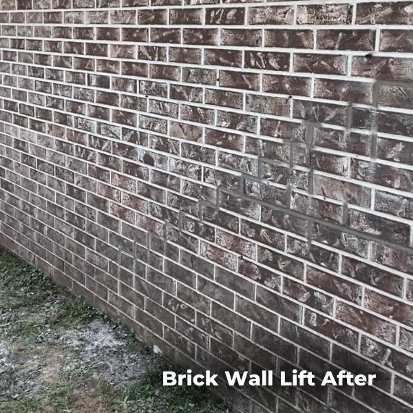 This image shows a brick wall after lifting is complete.