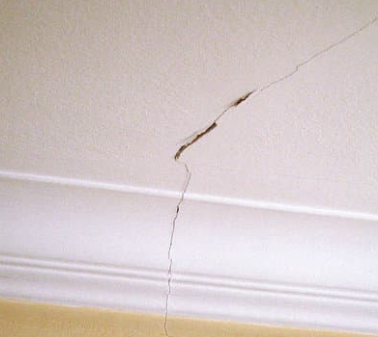 A crack in a ceiling is a common foundation problem